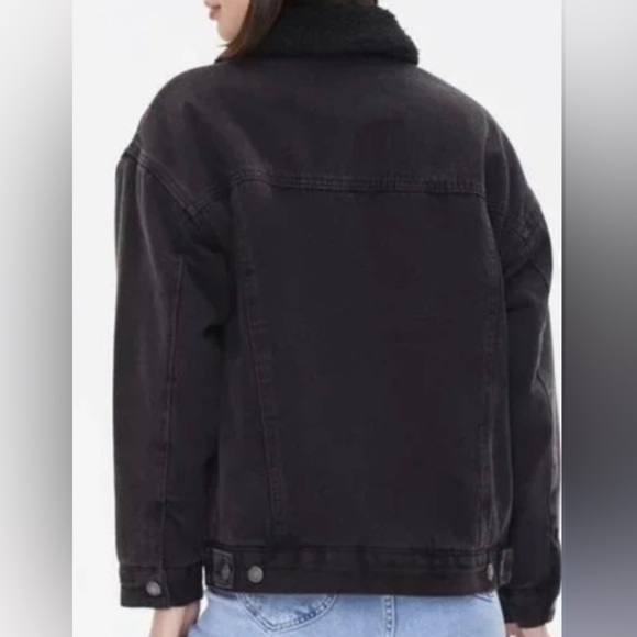 Forever 21 Black Sherpa Jean Jacket - Picture 8 of 8